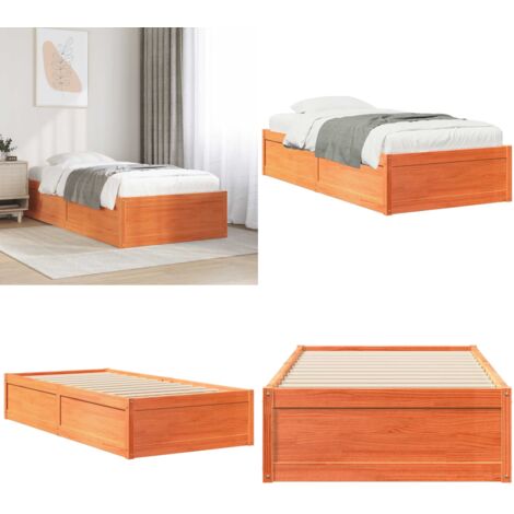 Estructura de cama sin colchón madera maciza marrón 90x190 cm - Estructura de cama - Madera maciza