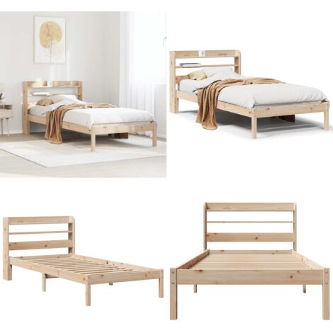 Estructura de cama sin colchón madera maciza pino 75x190 cm - Estructura de cama - Cabecero de cama