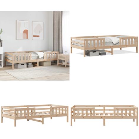 Estructura de cama sin colchón madera maciza pino 75x190 cm - Estructura de cama - Cama sin colchón