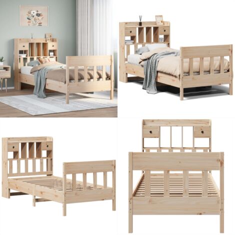 Estructura de cama sin colchón madera maciza pino 75x190 cm - Estructura de cama - Cama sin colchón