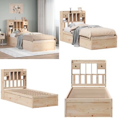 Estructura de cama sin colchón madera maciza pino 75x190 cm - Estructura de cama - Cama sin colchón
