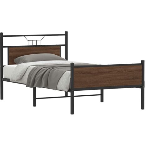 Estructura de cama sin colchón madera marrón roble 100x200 cm