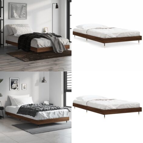 Estructura de cama sin colchón madera marrón roble 100x200 cm - Estructura de cama - Madera contrachapada