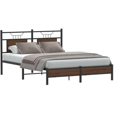 Estructura de cama sin colchón madera marrón roble 137x190 cm