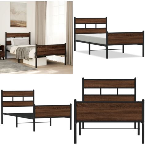 Estructura de cama sin colchón madera marrón roble 75x190 cm - Cama sin colchón - Cama de madera