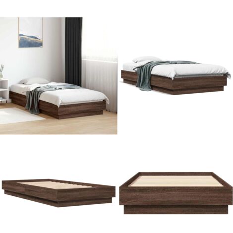Estructura de cama sin colchón madera marrón roble 90x190 cm - Estructura de cama - Madera