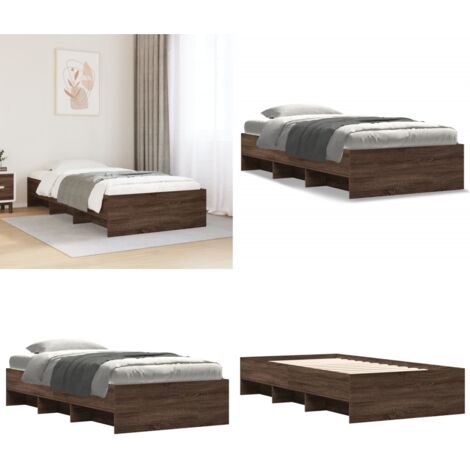 Estructura de cama sin colchón madera marrón roble 90x190 cm - Estructura de cama - Madera de ingeniería
