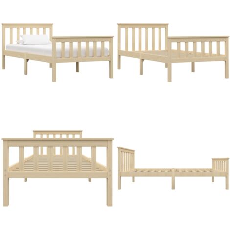Estructura de cama sin colchón madera pino natural 100x200 cm - Estructura de cama - Cama sin colchón