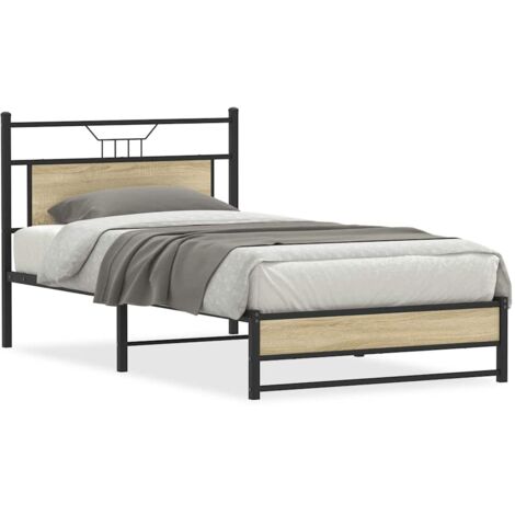 Estructura de cama sin colchón madera roble  100x190 cm