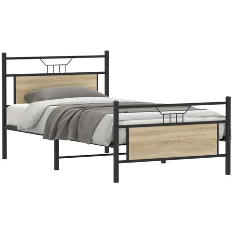 Estructura de cama sin colchón madera roble  100x190 cm