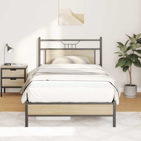 Estructura de cama sin colchón madera roble  100x200 cm