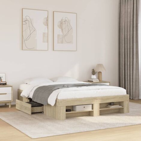 Estructura de cama sin colchón madera roble  120x190 cm