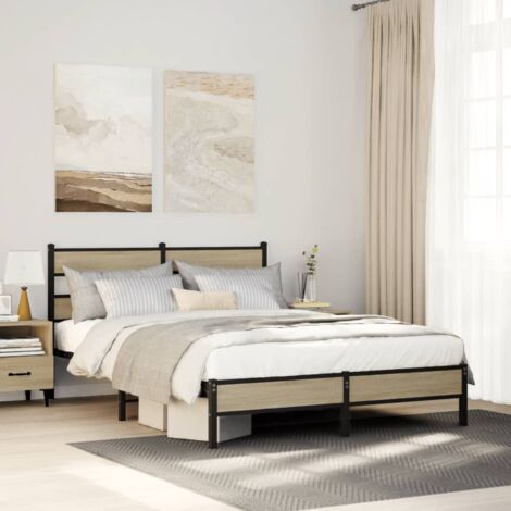 Estructura de cama sin colchón madera roble  137x190 cm