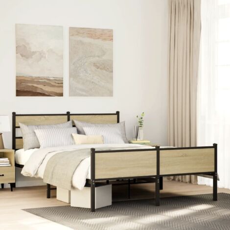Estructura de cama sin colchón madera roble  140x200 cm