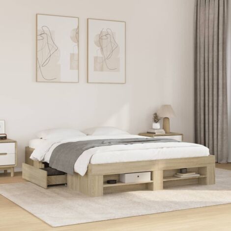 Estructura de cama sin colchón madera roble  150x200 cm