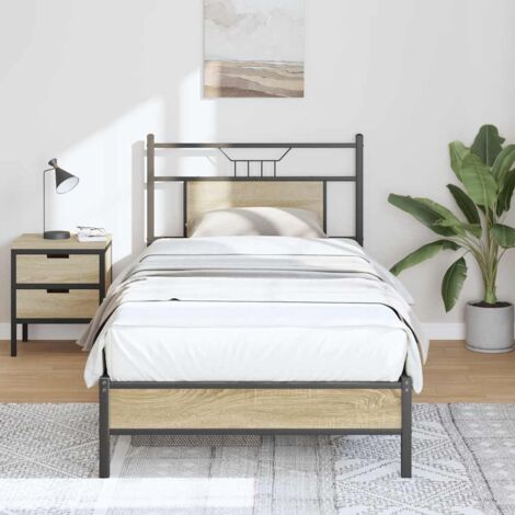 Estructura de cama sin colchón madera roble  75x190 cm