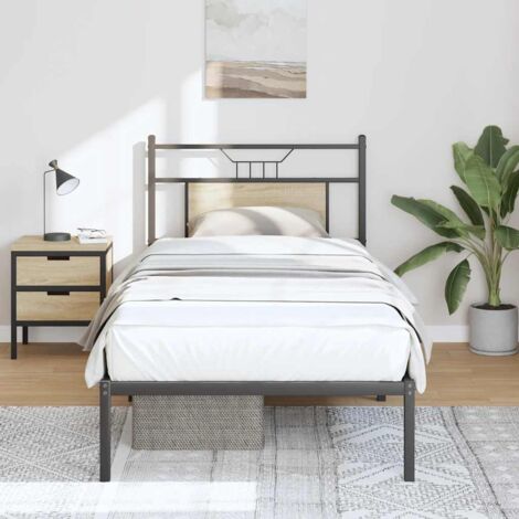 Estructura de cama sin colchón madera roble  75x190 cm