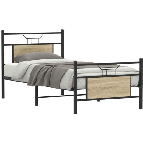 Estructura de cama sin colchón madera roble  90x190 cm