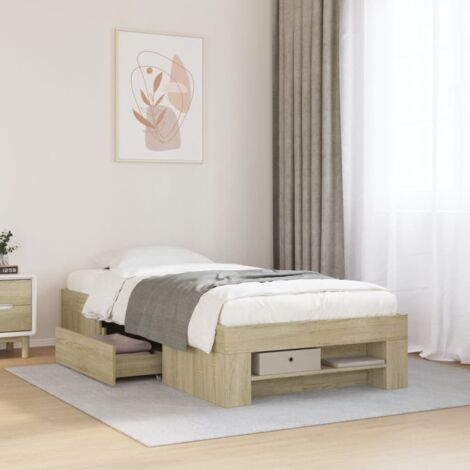 Estructura de cama sin colchón madera roble  90x190 cm