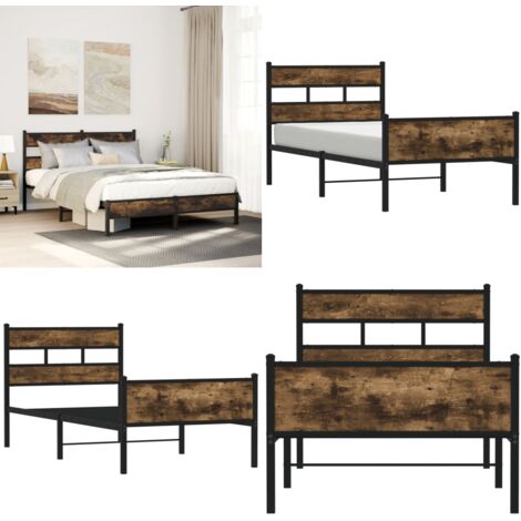 Estructura de cama sin colchón madera roble ahumado 100x190 cm - Cama sin colchón - Cama de madera