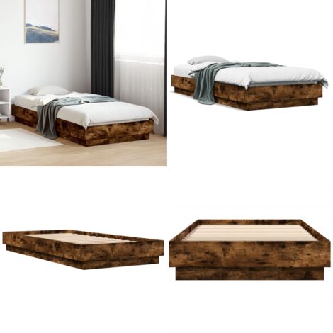 Estructura de cama sin colchón madera roble ahumado 100x200 cm - Estructura de cama - Madera roble