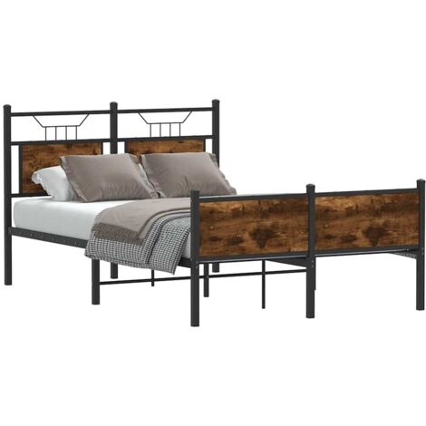 Estructura de cama sin colchón madera roble ahumado 120x190 cm