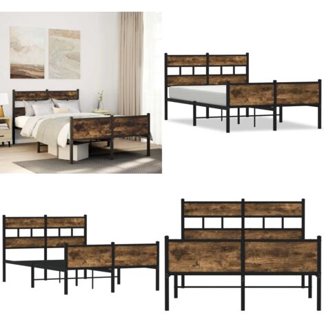 Estructura de cama sin colchón madera roble ahumado 120x200 cm - Estructura de cama - Cama de madera