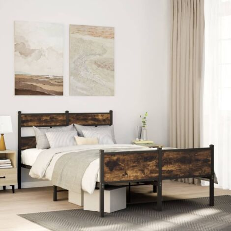 Estructura de cama sin colchón madera roble ahumado 120x200 cm vidaXL