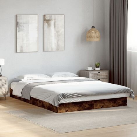 Estructura de cama sin colchón madera roble ahumado 140x200 cm vidaXL