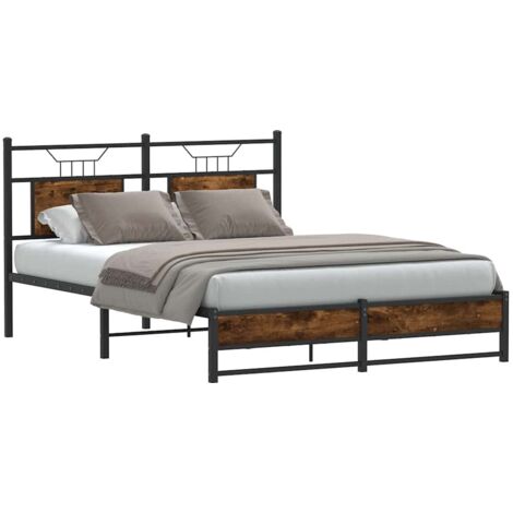 Estructura de cama sin colchón madera roble ahumado 150x200 cm