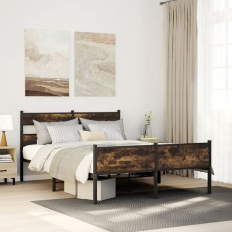 Estructura de cama sin colchón madera roble ahumado 150x200 cm vidaXL