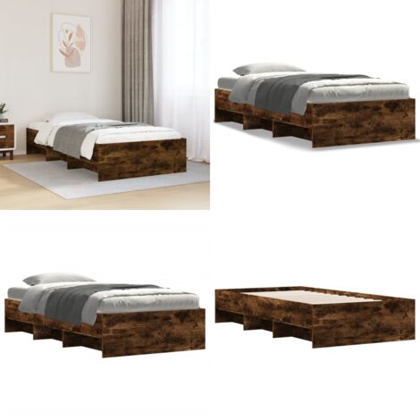 Estructura de cama sin colchón madera roble ahumado 90x190 cm - Estructura de cama - Madera de ingeniería