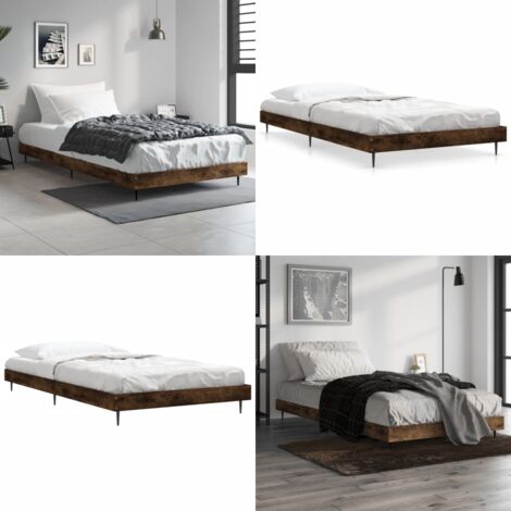Estructura de cama sin colchón madera roble ahumado 90x190 cm - Estructura de cama - Madera roble