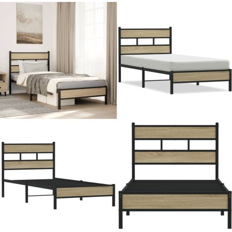 Estructura de cama sin colchón madera roble Sonoma 100x190 cm - Cama sin colchón - Cama de madera