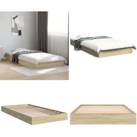Estructura de cama sin colchón madera roble Sonoma 100x200 cm - Estructura de cama - Madera de ingeniería
