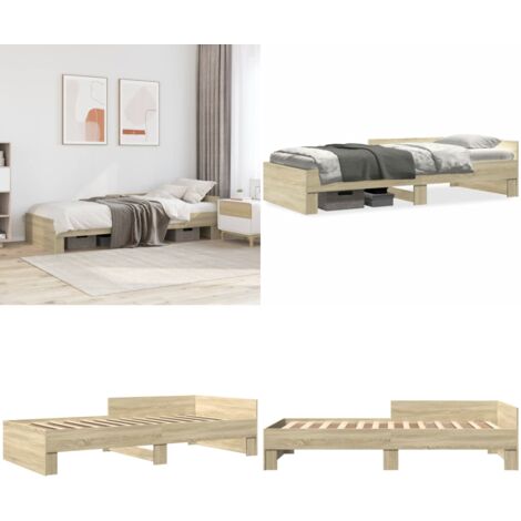 Estructura de cama sin colchón madera roble Sonoma 100x200 cm - Estructura de cama - Madera de ingeniería