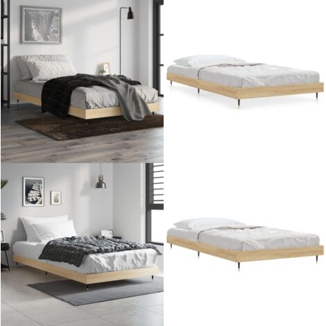 Estructura de cama sin colchón madera roble Sonoma 100x200 cm - Estructura de cama - Madera roble