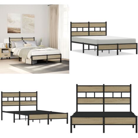 Estructura de cama sin colchón madera roble Sonoma 120x190 cm - Cama sin colchón - Estructura metálica