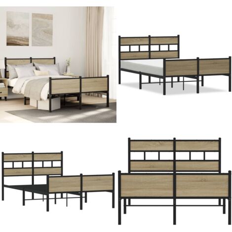 Estructura de cama sin colchón madera roble Sonoma 120x190 cm - Cama sin colchón - Estructura metálica