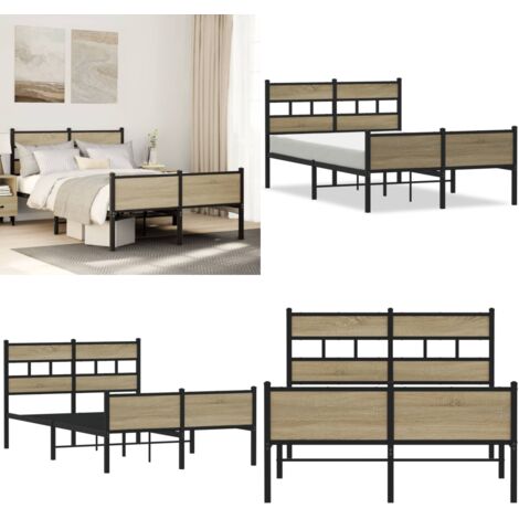 Estructura de cama sin colchón madera roble Sonoma 120x200 cm - Cama sin colchón - Estructura metálica