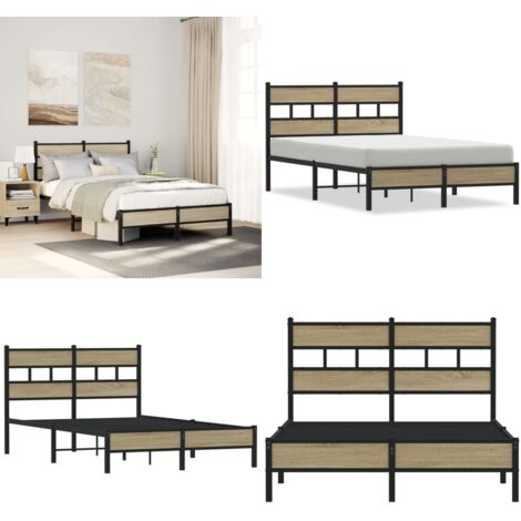 Estructura de cama sin colchón madera roble Sonoma 120x200 cm - Cama sin colchón - Estructura metálica