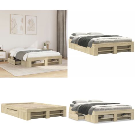 Estructura de cama sin colchón madera roble Sonoma 120x200 cm - Estructura de cama - Madera de ingeniería