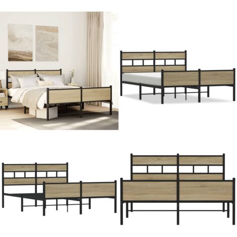 Estructura de cama sin colchón madera roble Sonoma 140x190 cm - Estructura de cama - Cama de invitados