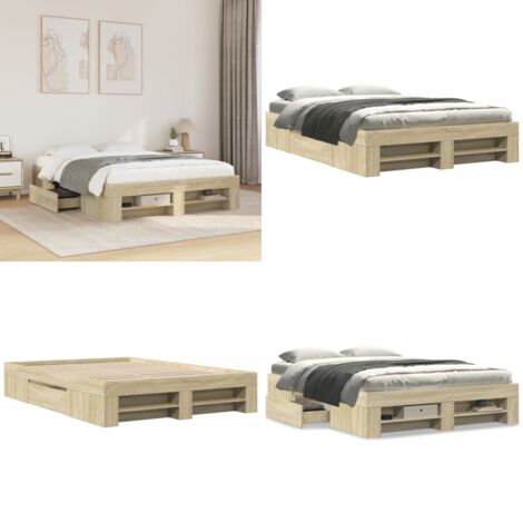 Estructura de cama sin colchón madera roble Sonoma 140x190 cm - Estructura de cama - Madera de ingeniería