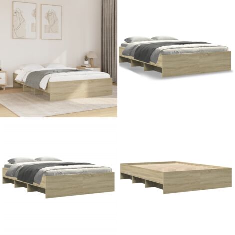 Estructura de cama sin colchón madera roble Sonoma 140x190 cm - Estructura de cama - Madera de ingeniería