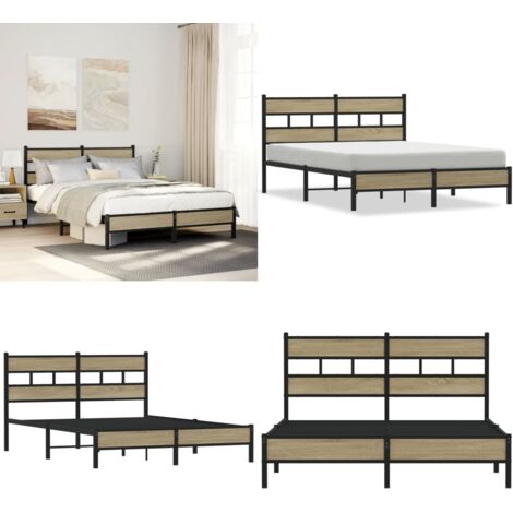 Estructura de cama sin colchón madera roble Sonoma 140x200 cm - Cama sin colchón - Cama de madera