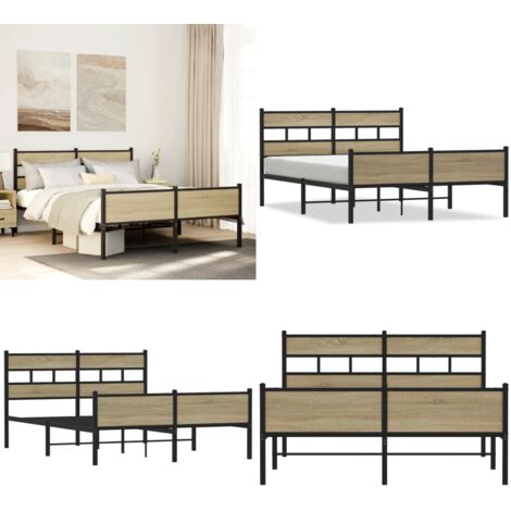Estructura de cama sin colchón madera roble Sonoma 140x200 cm - Cama sin colchón - Cama de madera
