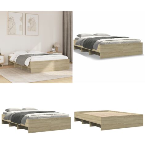 Estructura de cama sin colchón madera roble Sonoma 140x200 cm - Estructura de cama - Madera de ingeniería