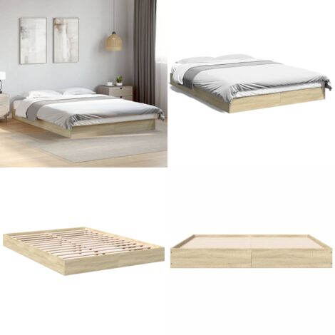 Estructura de cama sin colchón madera roble Sonoma 140x200 cm - Estructura de cama - Madera de ingeniería