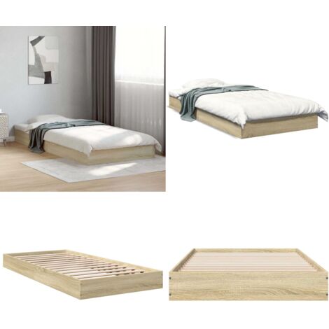 Estructura de cama sin colchón madera roble Sonoma 75x190 cm - Estructura de cama - Madera de ingeniería